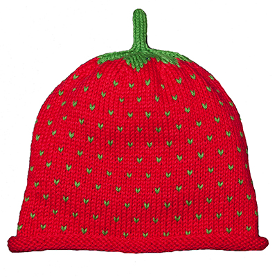 Erdbeer-Mütze aus mercerisierter Baumwolle